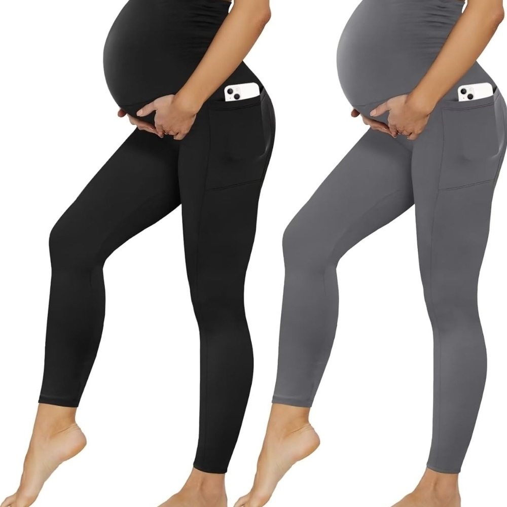 Maternity Leggings - Black and Gray